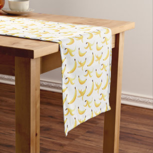 Funny Retro Yellow Banana Pattern Party Editable Medium Table Runner