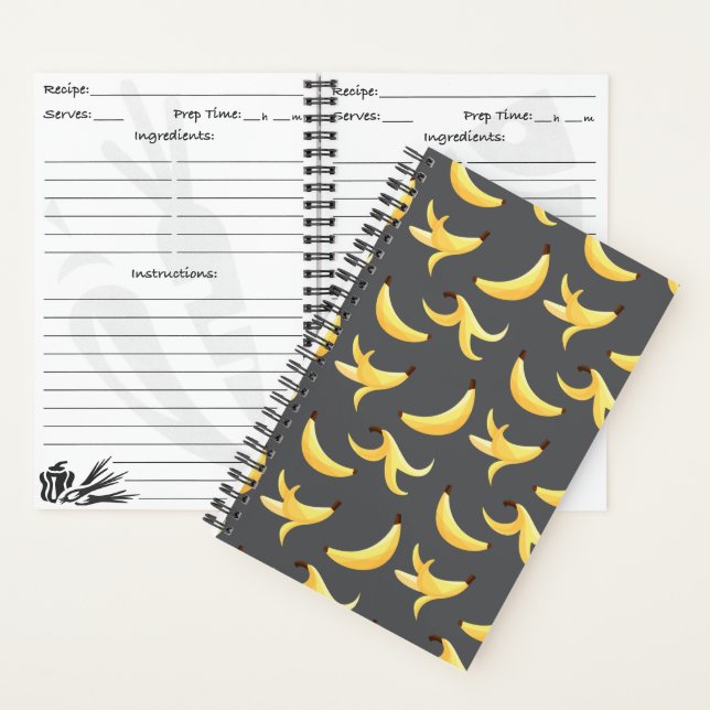 Funny Retro Yellow Banana Pattern Party Editable Notebook (Inside)