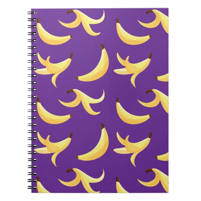 Funny Retro Yellow Banana Pattern Party Editable Notebook (Front)