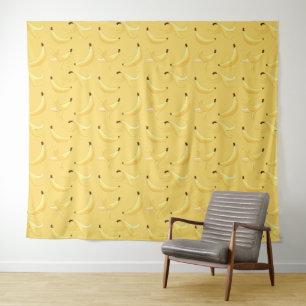 Funny Retro Yellow Banana Pattern Party Editable Tapestry