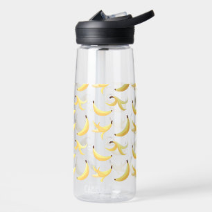 Funny Retro Yellow Banana Pattern Party Editable Water Bottle