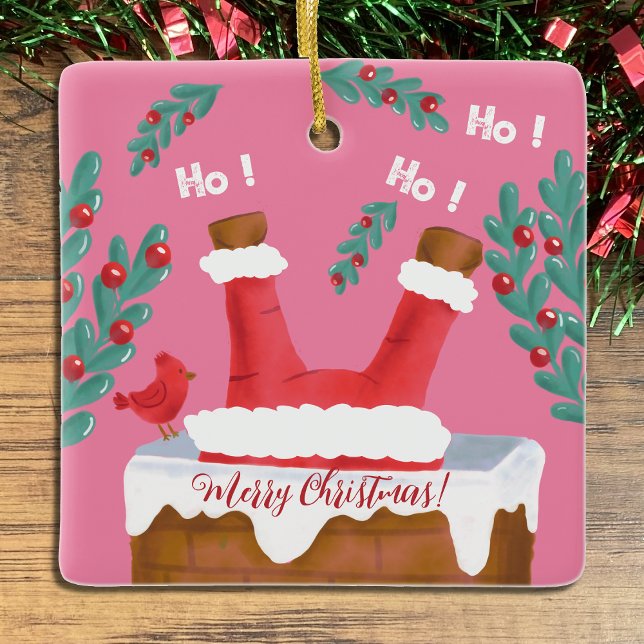 Funny Reversible Pink Santa Ornament (Fun double-sided Santa pink Christmas ornament .)