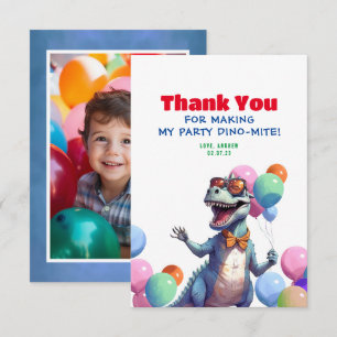 Funny Rex Dinosaur Birthday Thank You Photo Card