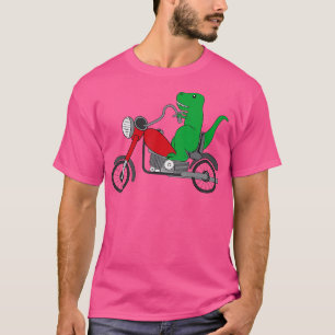 Funny Rex Dinosaur On Red Motorcycle Dino Biker Ri T-Shirt