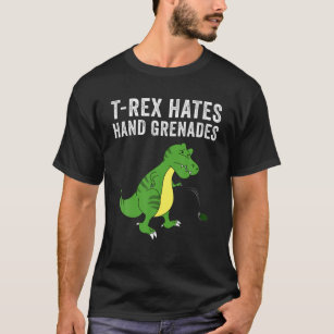 Funny Rex Hates Hand Grenades Gift   Cute Dinosaur T-Shirt
