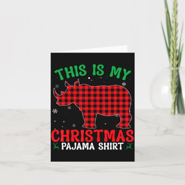 Funny Rhino Christmas Pj Pajama Men Women Pj For F Card (Front)