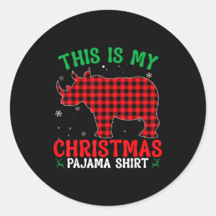 Funny Rhino Christmas Pj Pajama Men Women Pj For F Classic Round Sticker