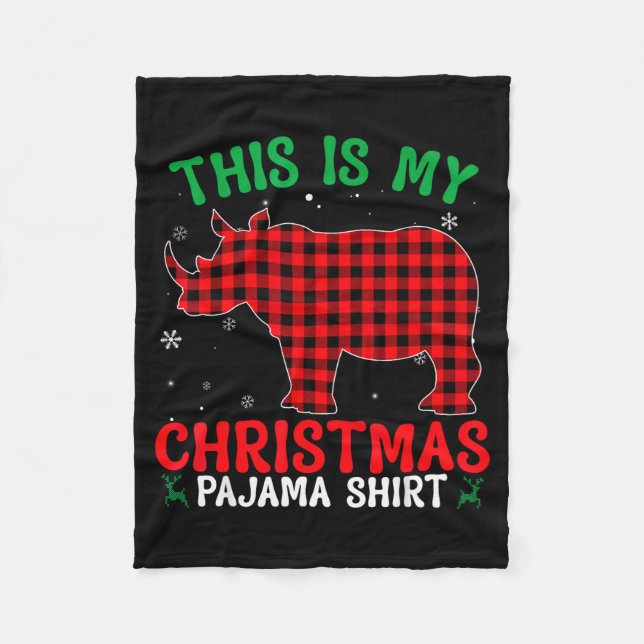 Funny Rhino Christmas Pj Pajama Men Women Pj For F Fleece Blanket (Front)