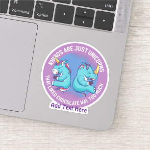 Funny Rhino is FAT Unicorn Loves Chocolate Cute