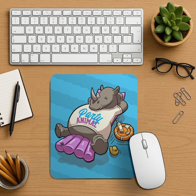 Funny Rhino Party Animal Pool Inflatable Cartoon Mouse Mat (Creator Uploaded)