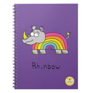 Funny Rhino Rainbow Cute Kids Cartoon Notebook