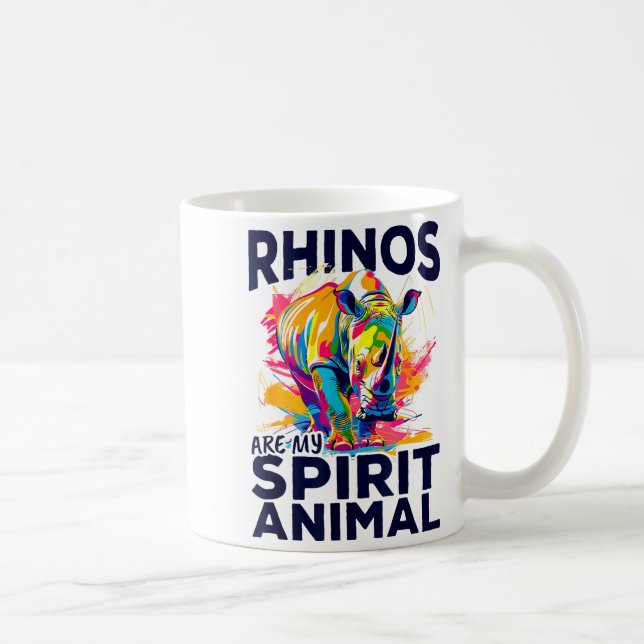 Funny Rhino Rhinozeros Animal Rhinos Are My Srit A Coffee Mug (Right)