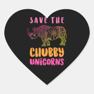 Funny Rhino Save Chubby Unicorns Animal Rights Heart Sticker