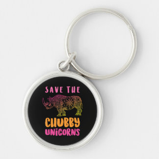 Funny Rhino Save  Chubby Unicorns Animal Rights Key Ring