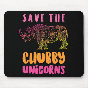 Funny Rhino Save Chubby Unicorns Animal Rights Mouse Mat
