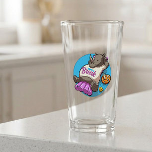 Funny Rhino Take A Break Pool Party Cartoon Glass