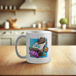 Funny Rhino Take It Easy Summer Pool Cartoon Coffee Mug