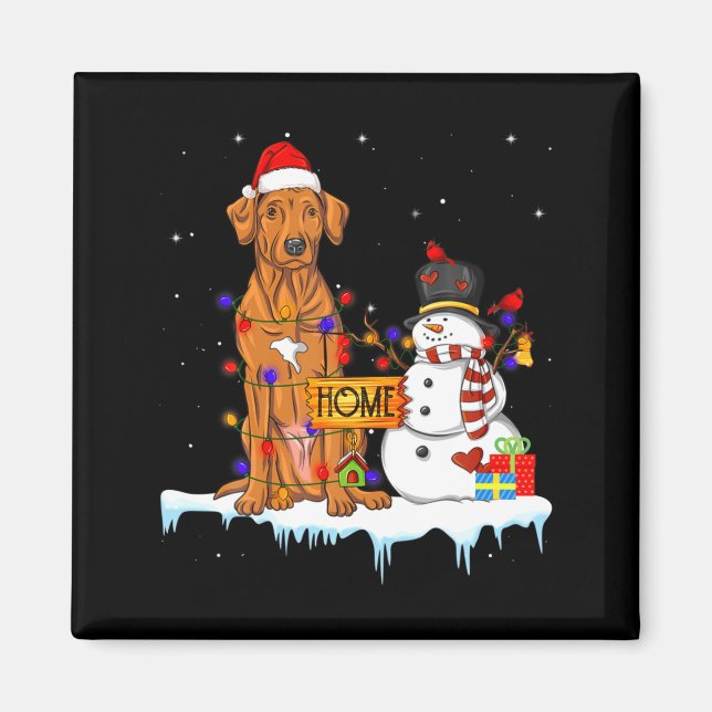 Funny Rhodesian Ridgeback Dog Christmas Snowman Xm Magnet (Front)