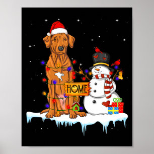 Funny Rhodesian Ridgeback Dog Christmas Snowman Xm Poster