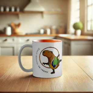 Funny Rhythmic Gymnast Capybara  Hoop Cartoon Two-Tone Coffee Mug