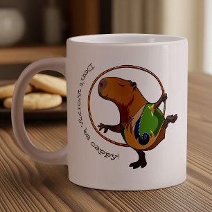 Funny Rhythmic Gymnast Hoop Cartoon Capybara Large Coffee Mug