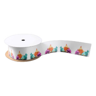Funny Ribbon with Chickens Waiting Egg To Hatch Satin Ribbon