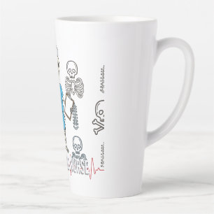 Funny Rigour RN Skeleton Med Halloween Skull Scrub Latte Mug