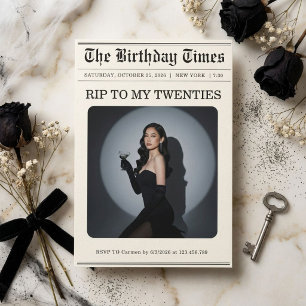 Funny RIP Twenties Newspaper 30th Birthday Invitation