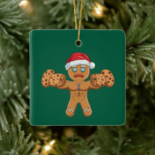 Funny Ripped Gingerbread Man Christmas Ceramic Ornament