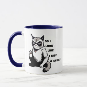 Funny Rise & Shine Grumpy Cat Morning Coffee Humor Mug