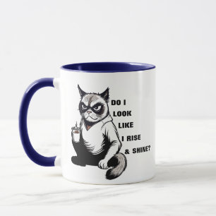 Funny Rise & Shine Grumpy Cat Morning Coffee Humou Mug