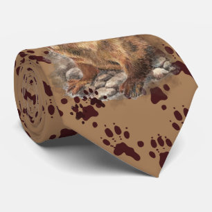 Funny River Otter & Footprints, Tracks Neck Tie