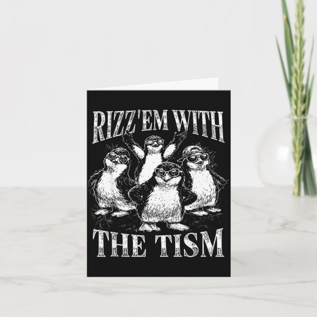 Funny rizz em with the tism retro penguin meme  card (Front)