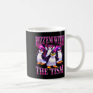 Funny rizz em with the tism retro penguin meme coffee mug