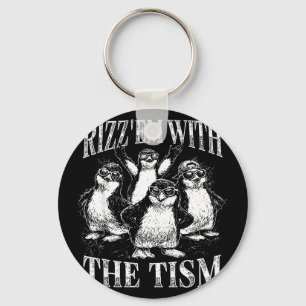 Funny rizz em with the tism retro penguin meme  key ring