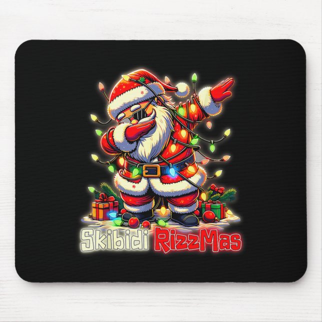 Funny Rizz Santa Claus Dabbing Christmas Skibidi R Mouse Mat (Front)
