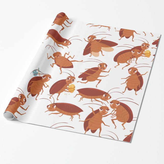 funny roaches insect cockroach bug wrapping paper (Unrolled)
