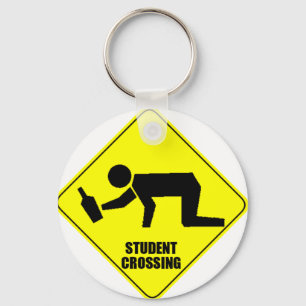 Funny Road Sign - Drunk Student Crossing Key Ring