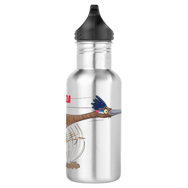 Funny roadrunner bird cartoon illustration 532 ml water bottle (Right)