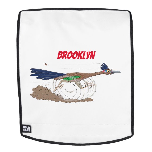 Funny roadrunner bird cartoon illustration backpack (Removable Face)