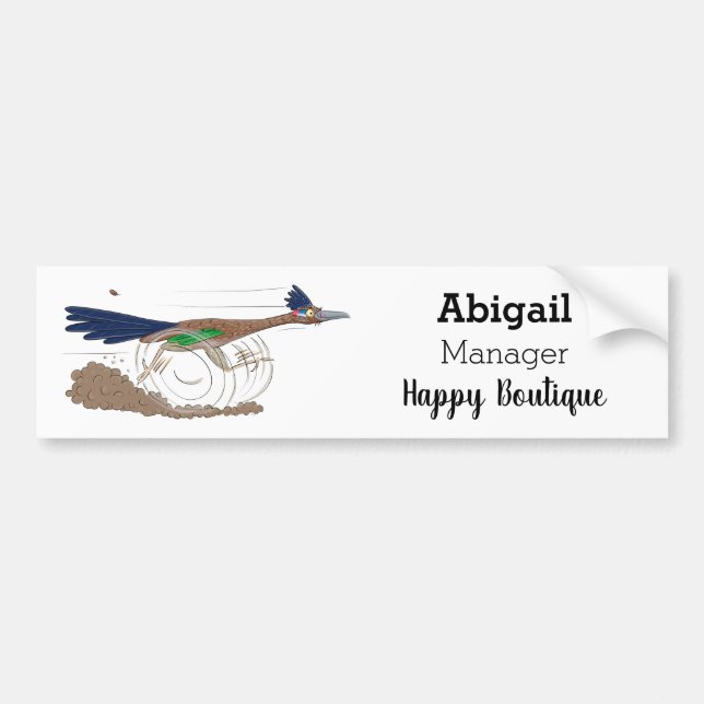 Funny roadrunner bird cartoon illustration bumper sticker (Front)