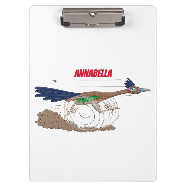 Funny roadrunner bird cartoon illustration clipboard (Front)