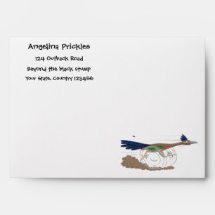 Funny roadrunner bird cartoon illustration envelope
