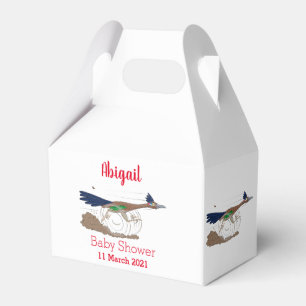 Funny roadrunner bird cartoon illustration favour box
