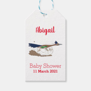 Funny roadrunner bird cartoon illustration gift tags
