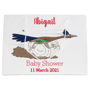 Funny roadrunner bird cartoon illustration large gift bag