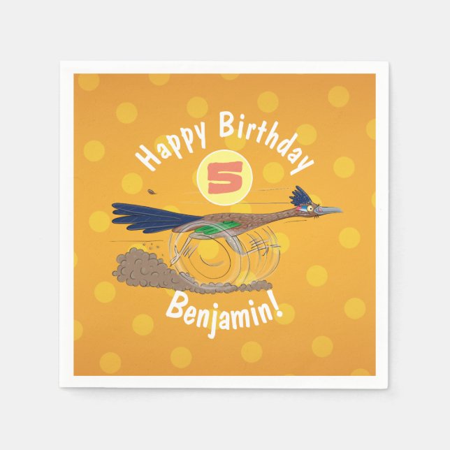 Funny roadrunner bird cartoon illustration napkin (Front)