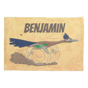 Funny roadrunner bird cartoon illustration pillowcase