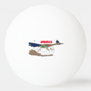 Funny roadrunner bird cartoon illustration ping pong ball