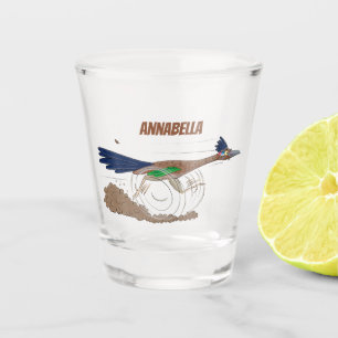 Funny roadrunner bird cartoon illustration shot glass